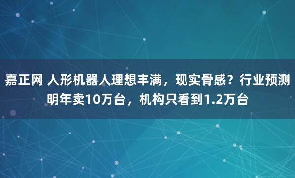 嘉正网 人形机器人理想丰满,现实骨感?行业预测明年卖10万台,机构只看到1.2万台