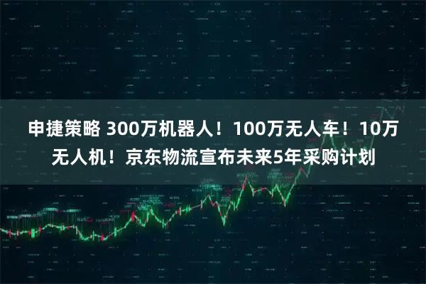申捷策略 300万机器人！100万无人车！10万无人机！京东物流宣布未来5年采购计划